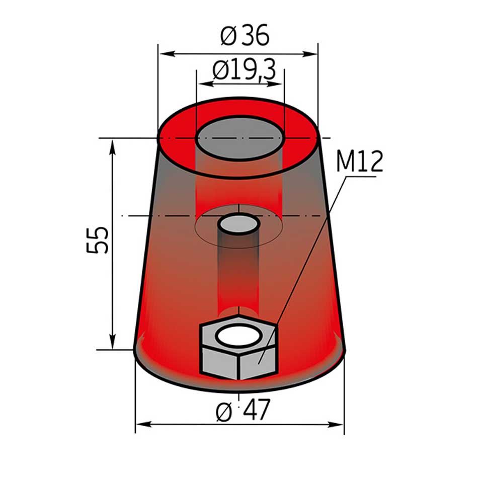 Отбойник №1980 резиновый D=47, H=55 мм /45